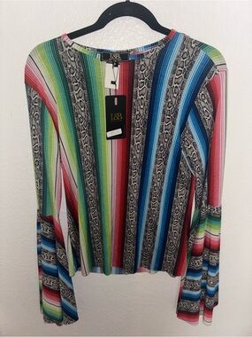 NWT L&B Multicolor Striped and Snakeskin Long Sleeve Top